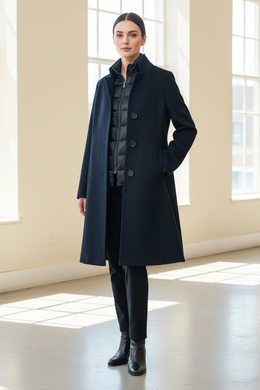 Cinzia Rocca Mantel - Schurwolle Schwarz Gr. 34