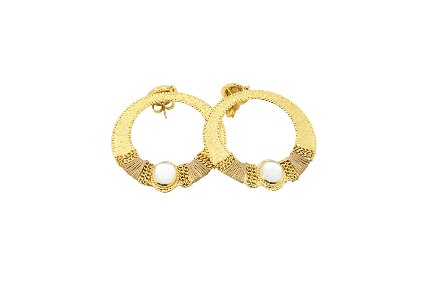 Pink Sand Ohrringe - Messing vergoldet mit Stein