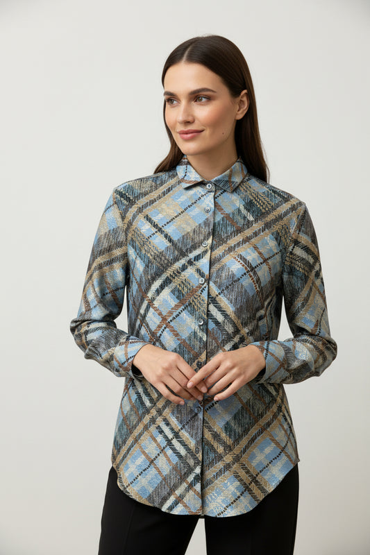 Caliban Bluse - Materialmix Gr. 34