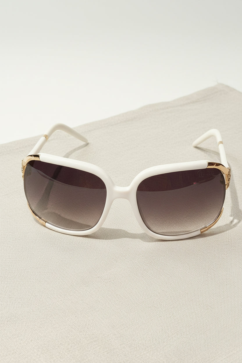 Roberto Cavalli Sonnenbrille RC 408S – Weiss/Gold, Made in Italy