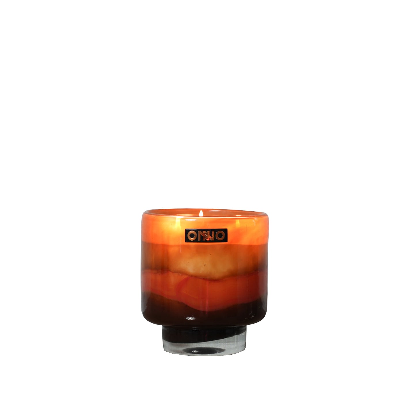 Romy Kerze Cashmere Wood mit mundgeblasenem Glas